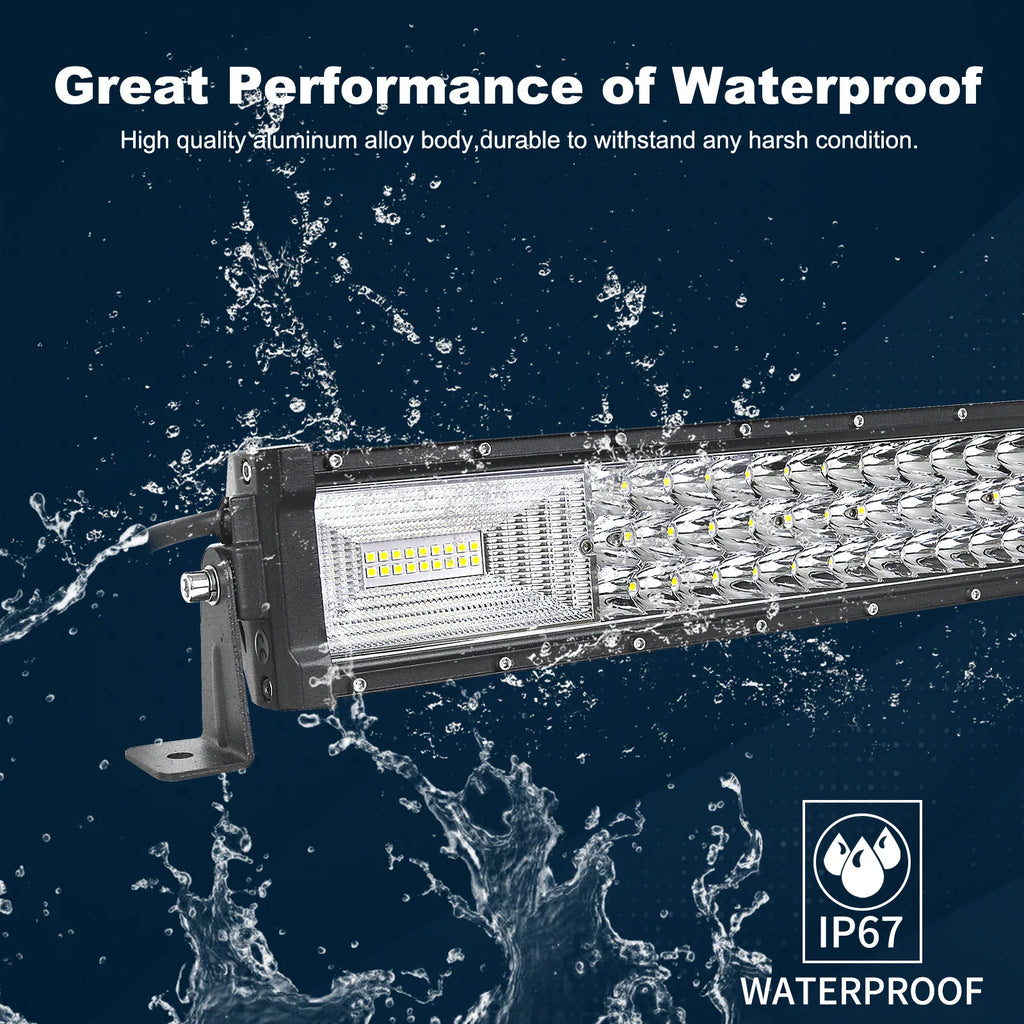 Waterproof IP67 rated LED light bar with water splash effect