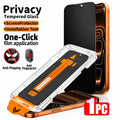 Privacy tempered glass screen protector with one-click installation tool for smartphone