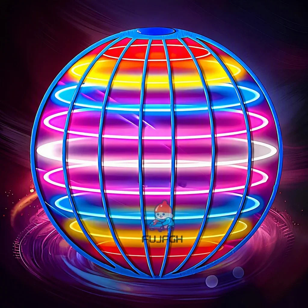 Colorful LED flying ball toy spinning in the air