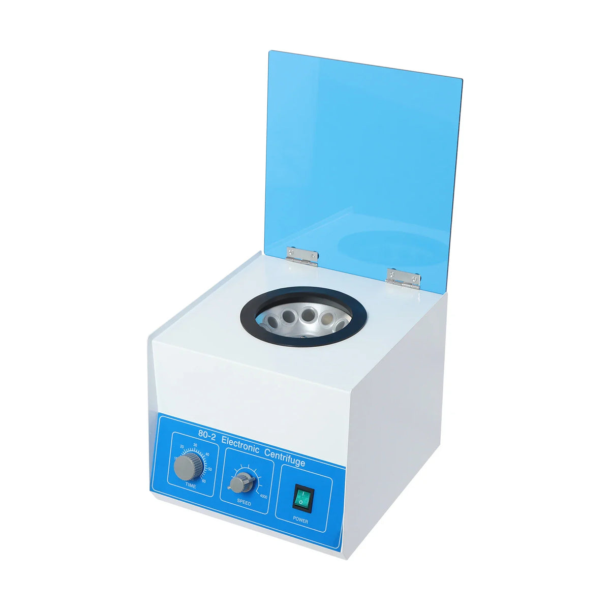 Electronic lab centrifuge with open lid