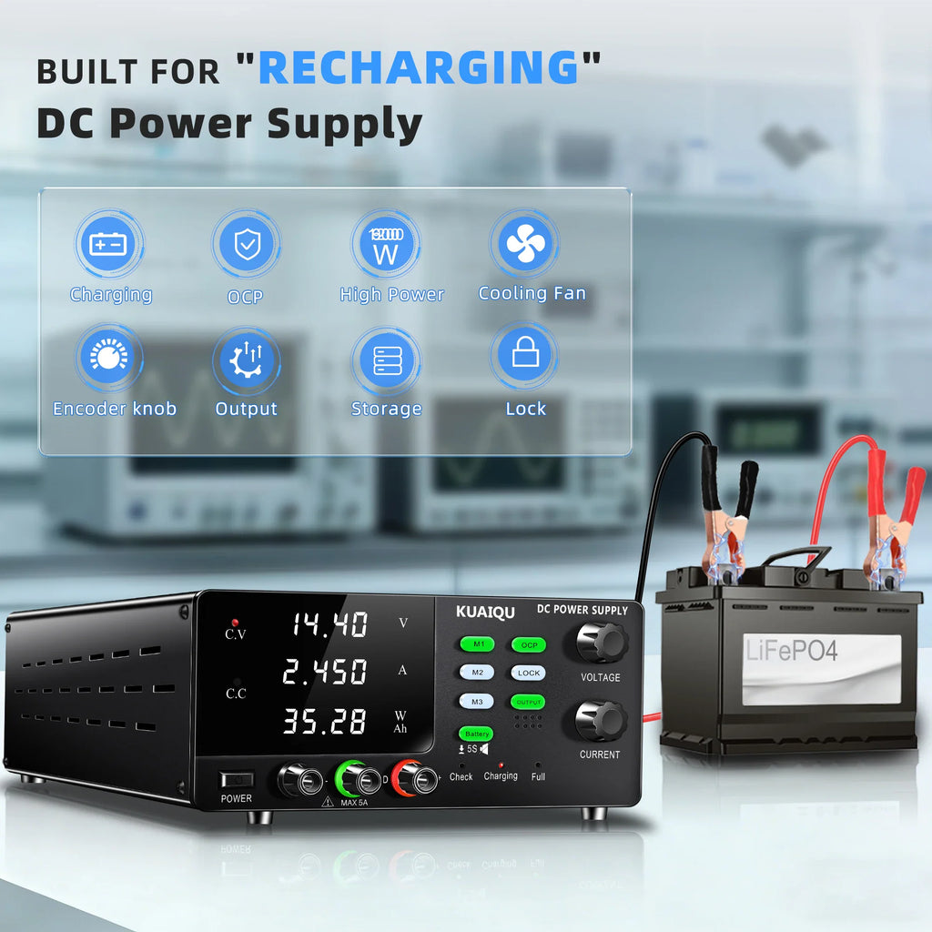 60V 20A DC power supply charging a lithium iron phosphate battery