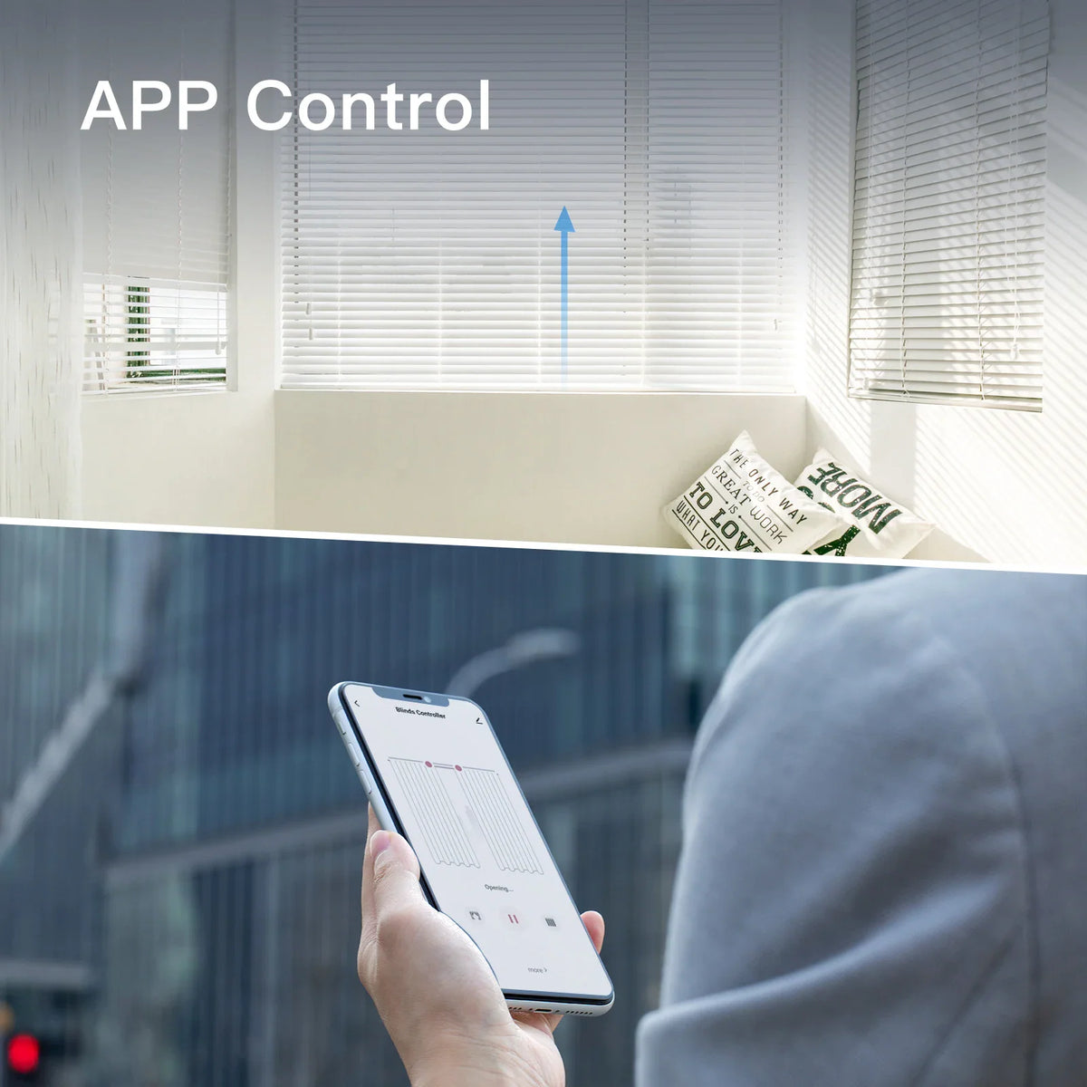Using a smartphone app to control motorized roller blinds