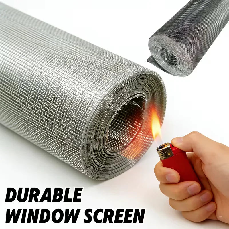 Stainless steel wire mesh roll being tested with a flame for heat resistance