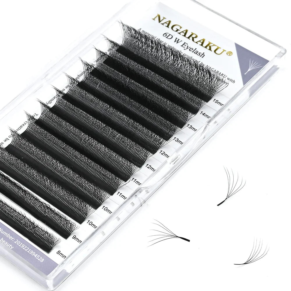 6D W-shape premade fan eyelash extension tray and individual fans