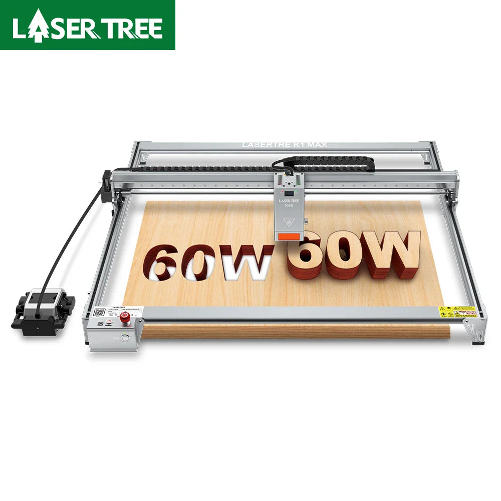 Laser engraving machine with 60W laser module on wooden board