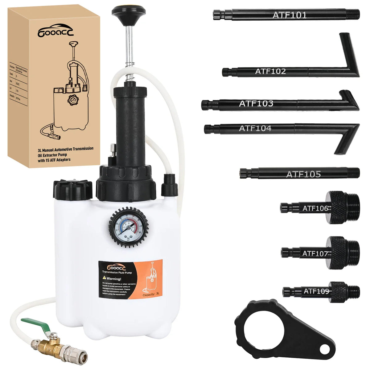 3L manual automotive transmission fluid pump kit with 8 adapters