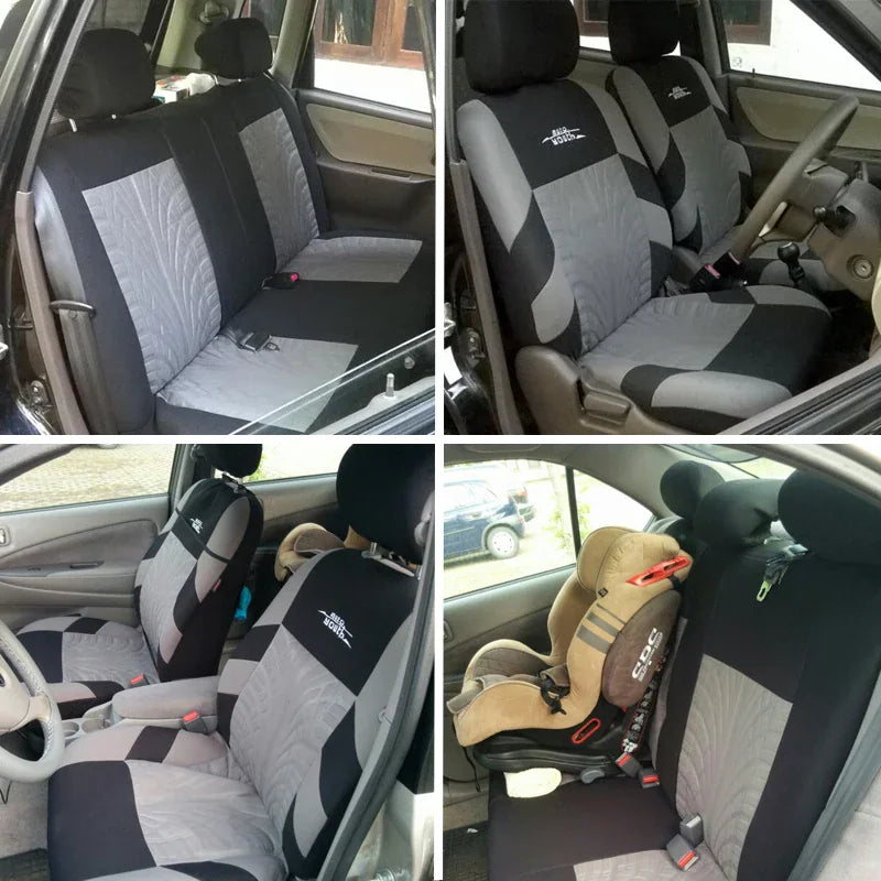 Car seat covers installed in vehicle including child car seat