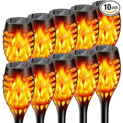 1/2/4/6/8/10Pcs Solar Flame Torch Lights Flickering Light Waterproof Garden Decoration Outdoor Lawn Path Yard Patio Floor