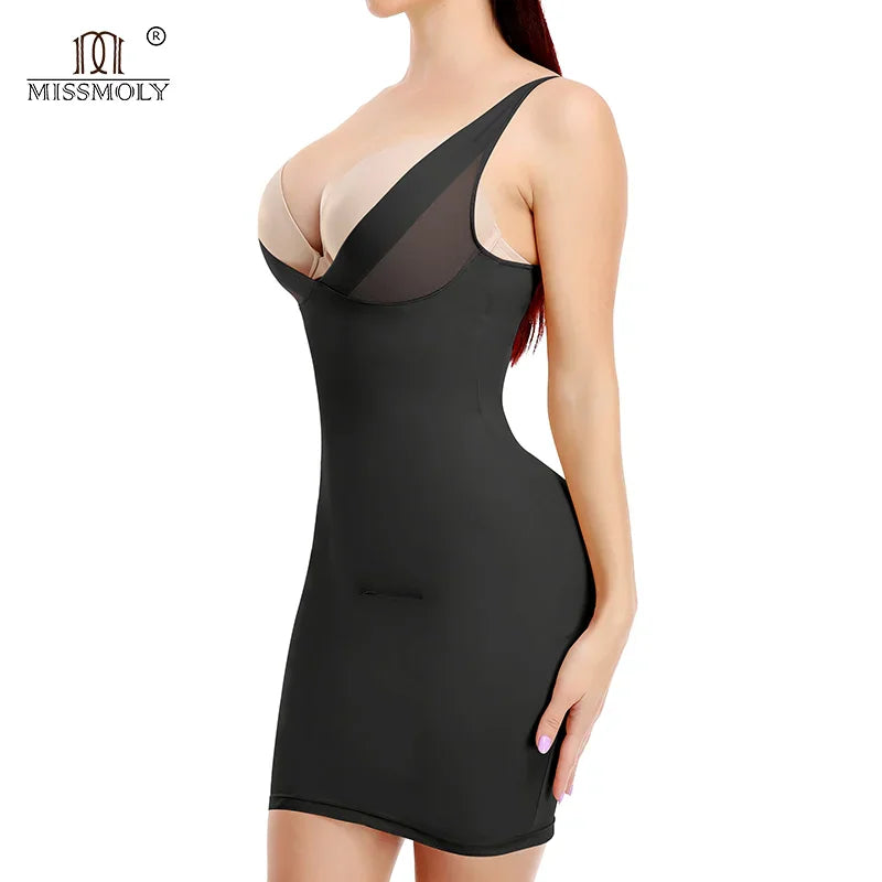 Black full body slip shapewear for women
