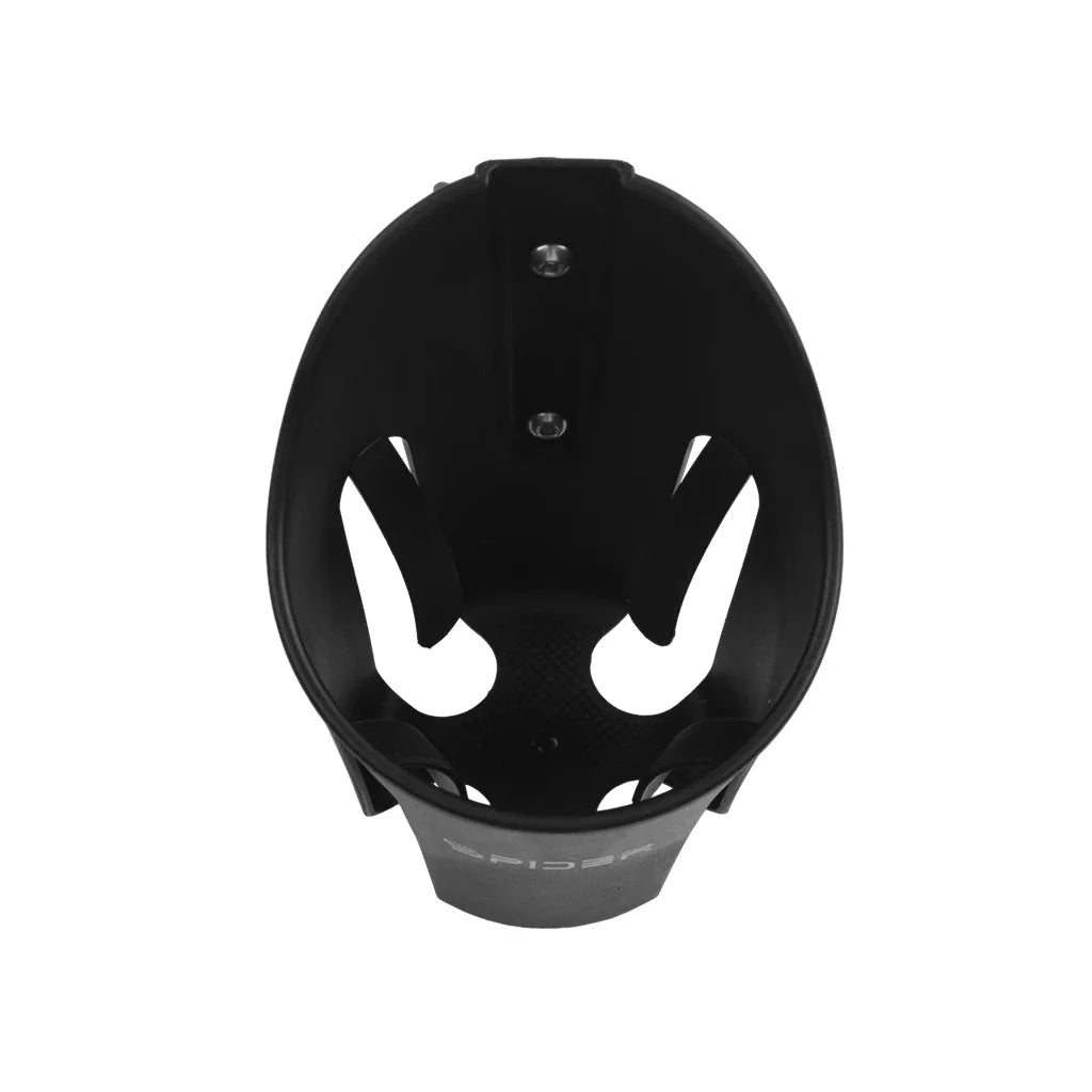 Black plastic motorcycle cup holder top view