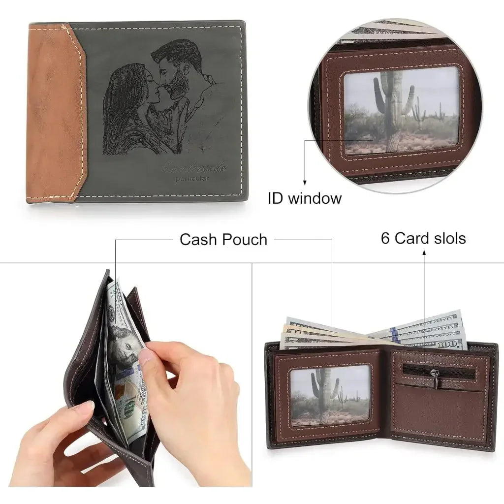 Open wallet showing interior compartments and ID window