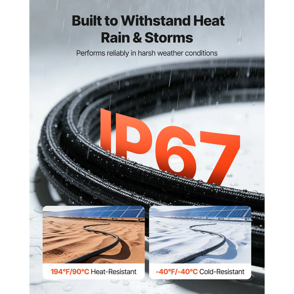 Weatherproof IP67 solar cable with extreme temperature resistance