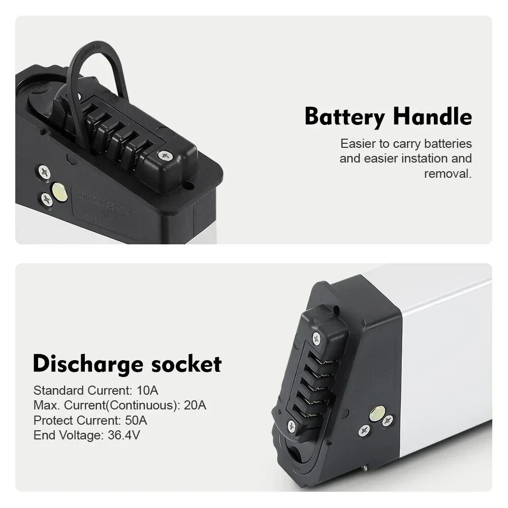 Electric bike battery handle and discharge socket technical specifications