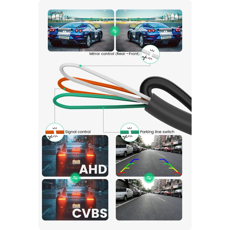 Instructions on how to configure camera settings by cutting wires