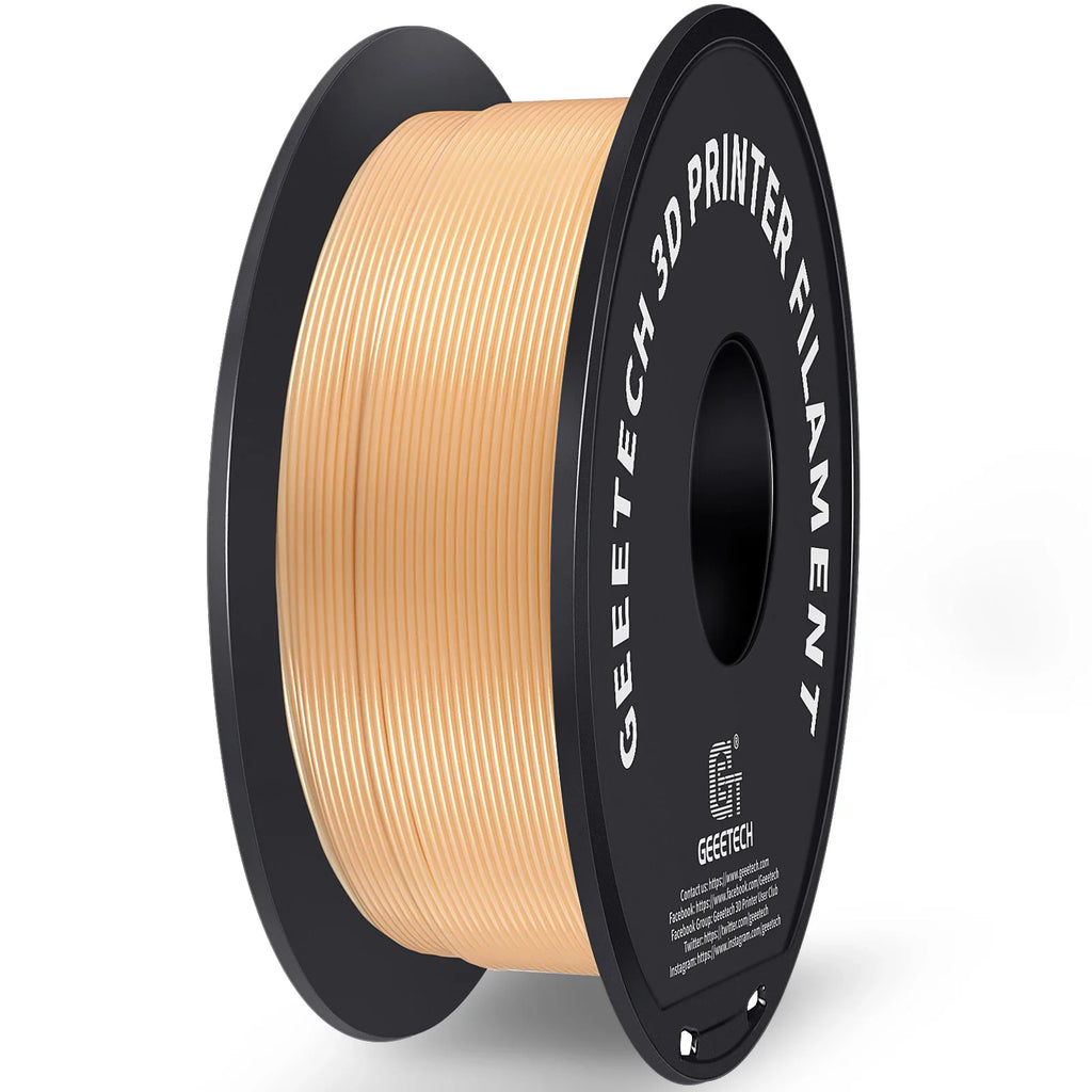 A spool of light peach coloured 3D printer filament