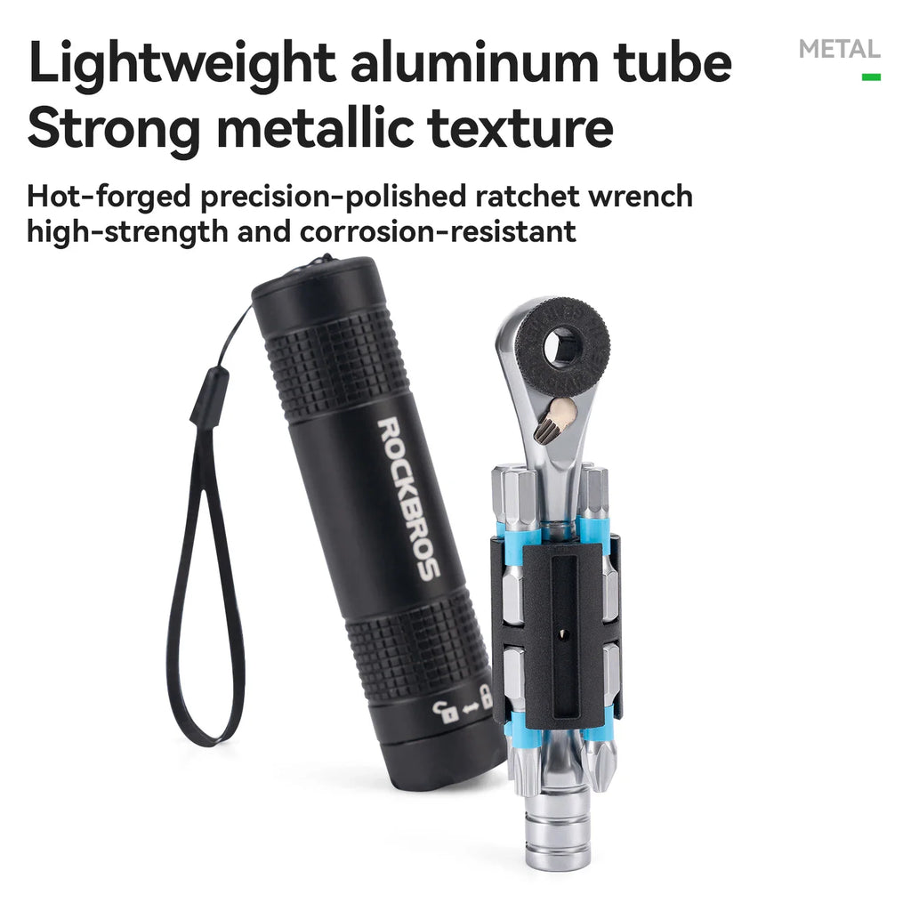 Lightweight aluminum tube ratchet wrench tool set with bits and storage container
