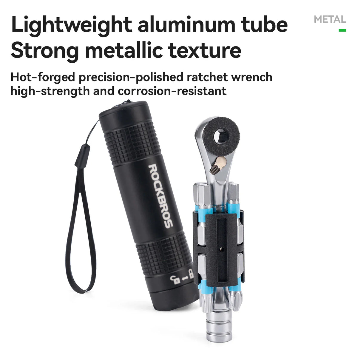 Lightweight aluminum tube ratchet wrench tool set with bits and storage container