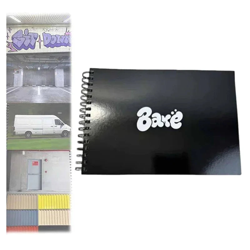 Spiral-bound sketchbook featuring various graffiti and urban environment backgrounds