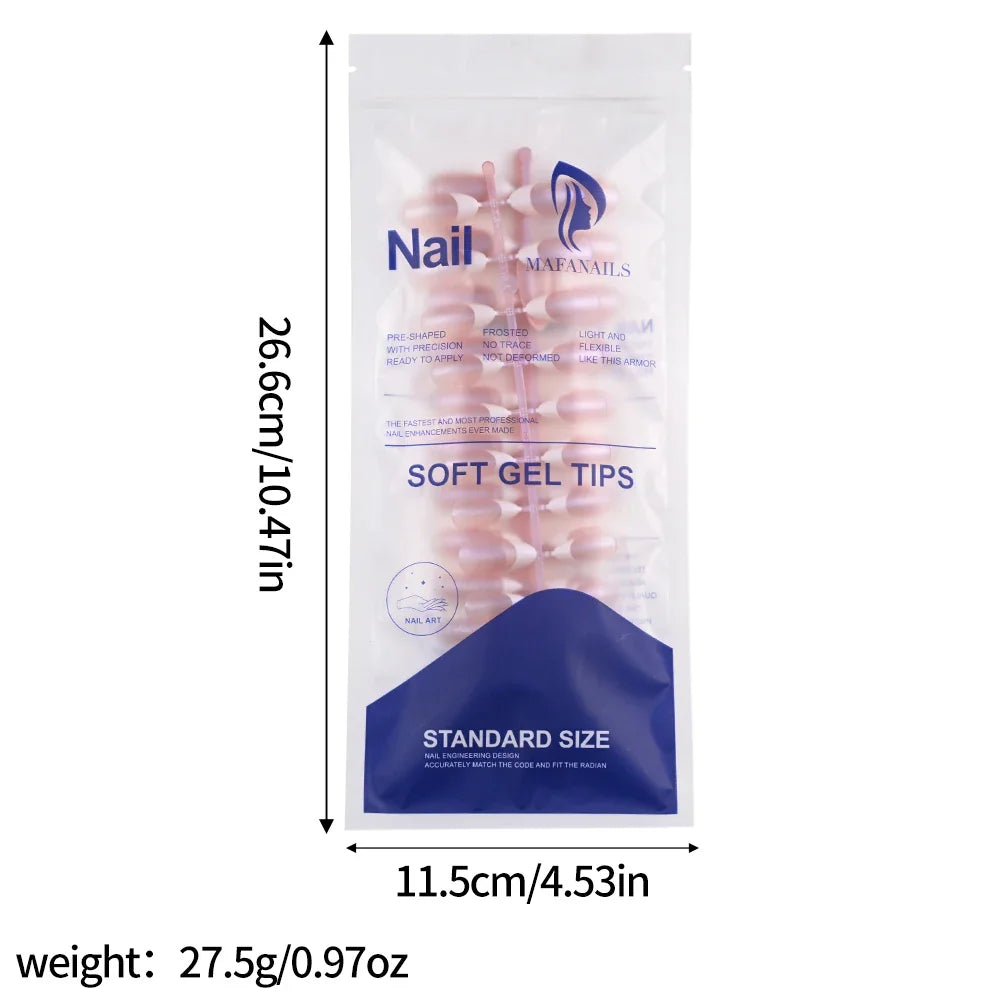 Sizing chart and packaging for french tip press-on nail tips
