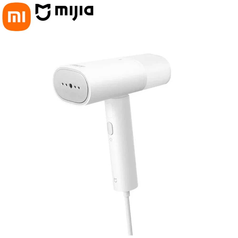 White Xiaomi Mijia Handheld Garment Steamer 2 with a foldable handle and large ironing panel