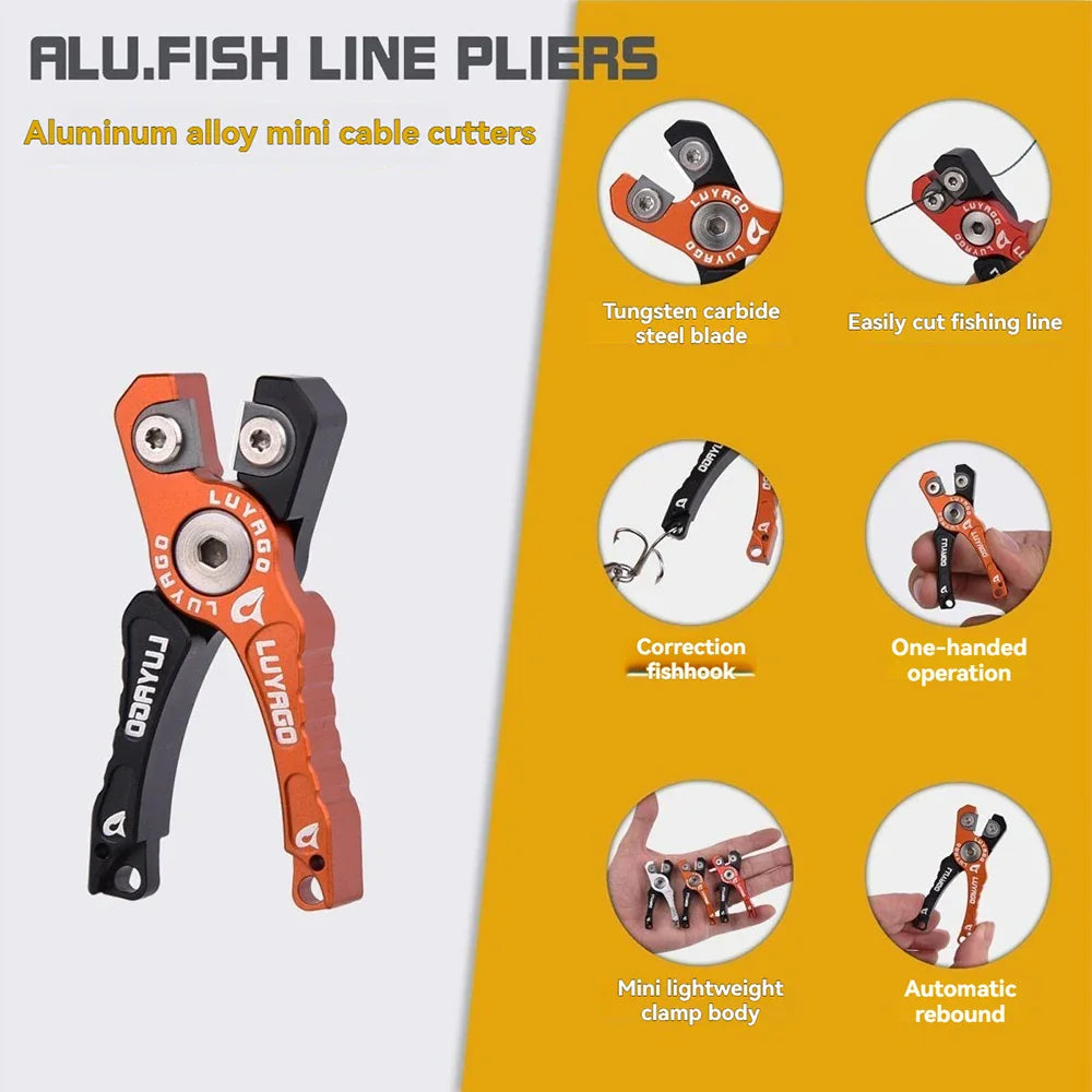Aluminum alloy mini fishing line cutters with multiple function labels