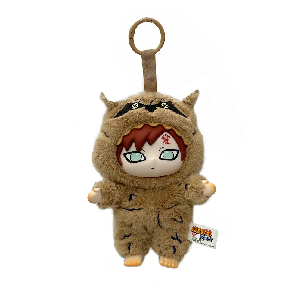 Brown anime character plush toy with a key ring attachment