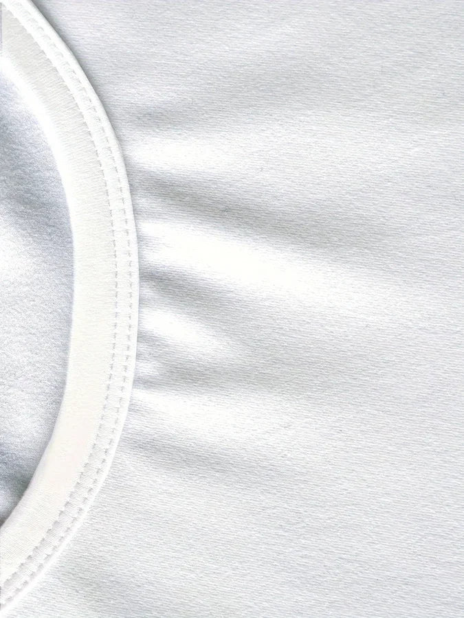 Close-up of a white crew neck collar on a t-shirt