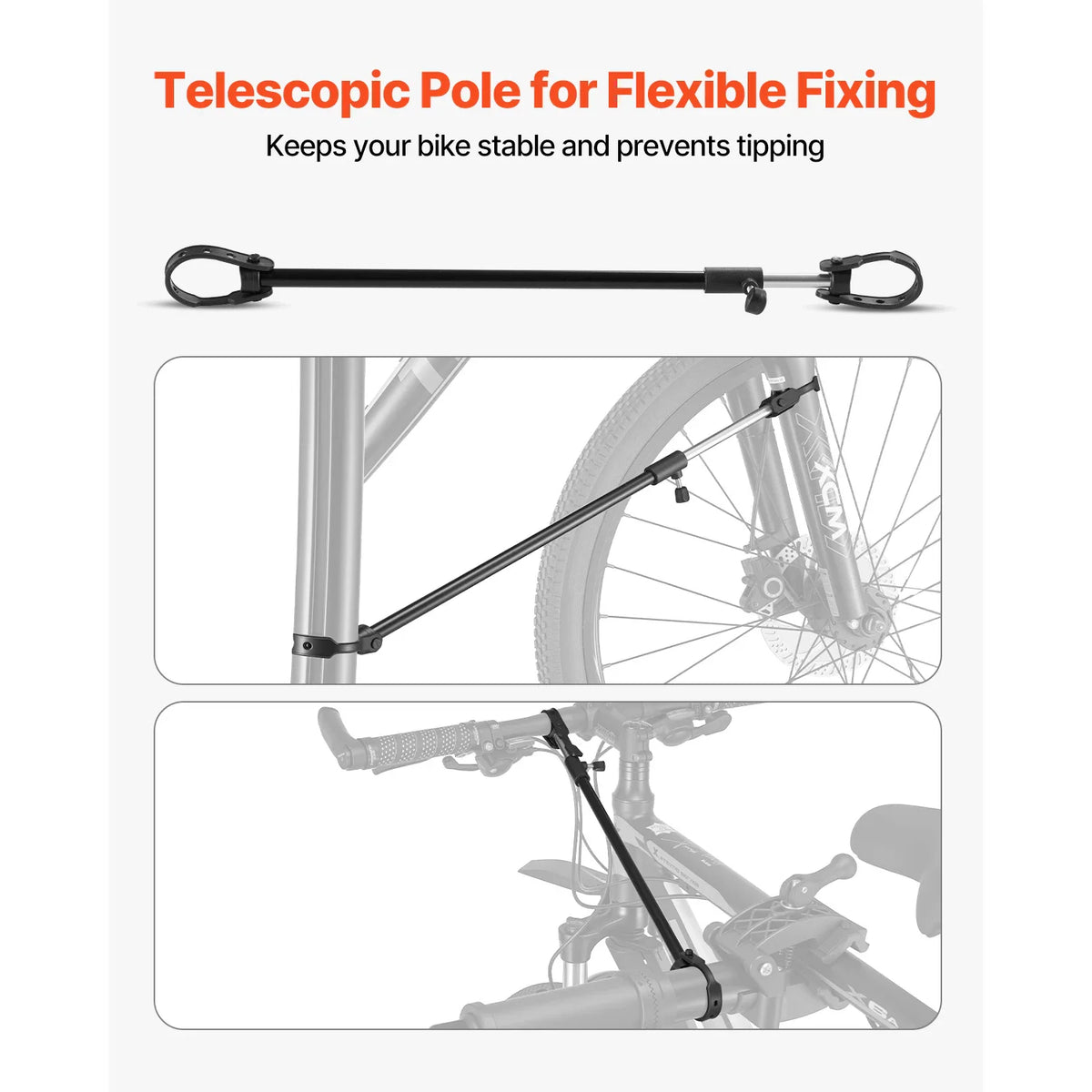 Telescopic handlebar stabilizer pole for bicycle repair stands