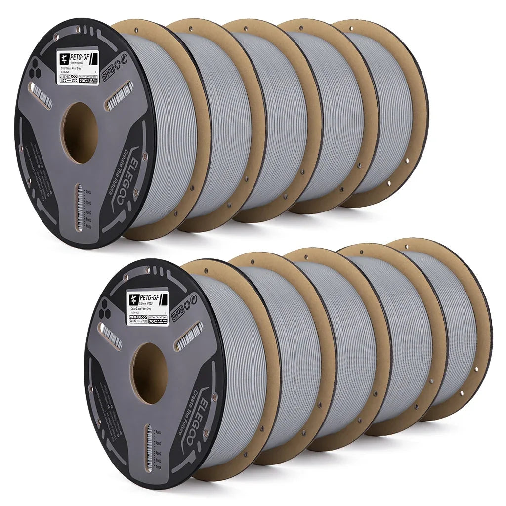 Multiple spools of gray PETG-GF filament