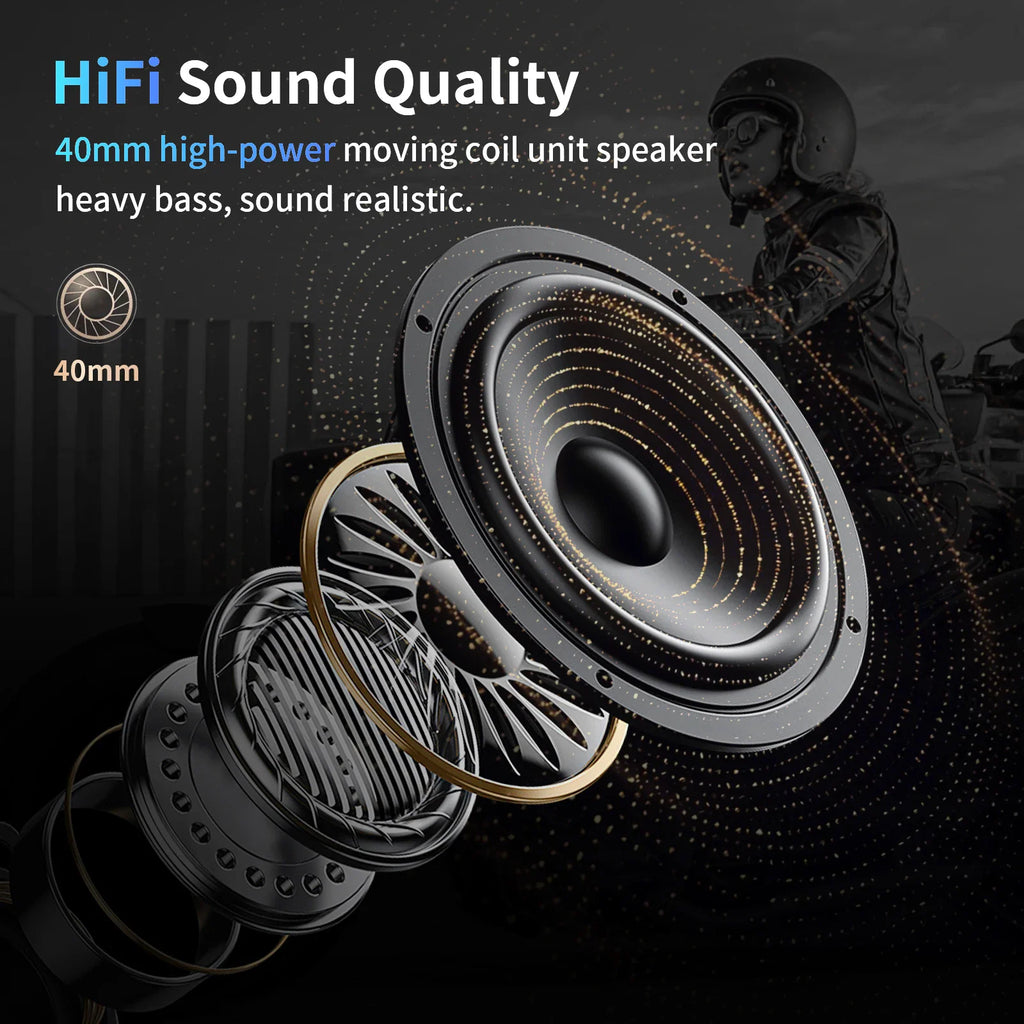 Detailed view of the internal 40mm speaker component for a motorcycle helmet communication system