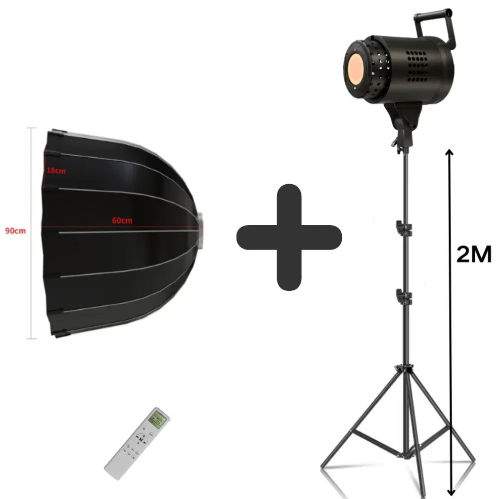 Studio photography softbox, light head, remote control and adjustable tripod stand
