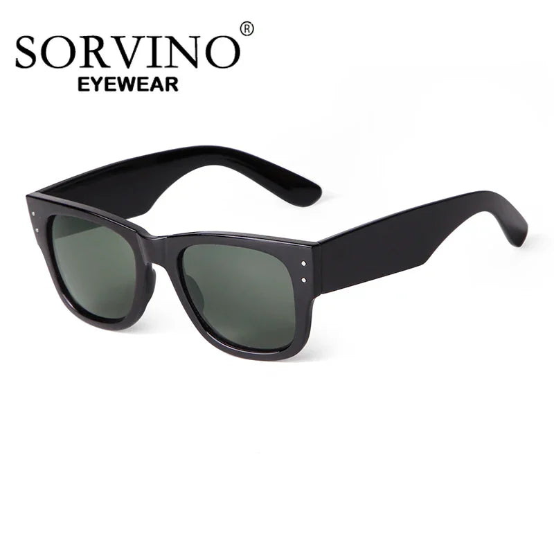 Black square sunglasses with dark tinted lenses