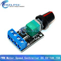 A black circuit board PWM motor speed controller with a large black and red rotary knob.