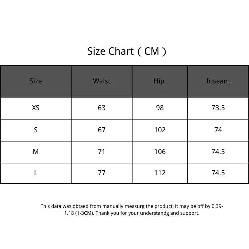 Size chart for women's trousers