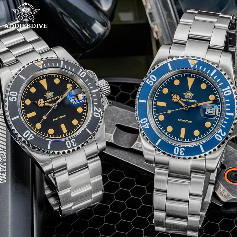 Addiesdive 41mm diving watch with stainless steel bracelet and matte ceramic bezel – view 6