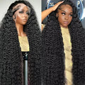 Long deep wave human hair lace front wig with 220% density in natural color