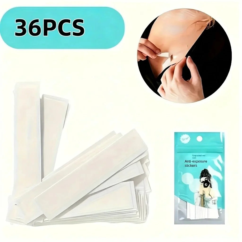 36 pieces of transparent adhesive fashion tape for securing clothing and preventing wardrobe malfunctions