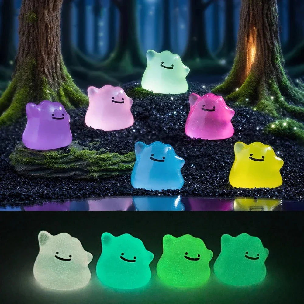6/12/18Pcs Glow in Dark Halloween Monster Figurines Mini Resin DIY Decor Cute Colorful Green Blue Pink Purple Yellow – view 3