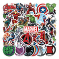 A collection of various comic book superhero stickers featuring characters and symbols