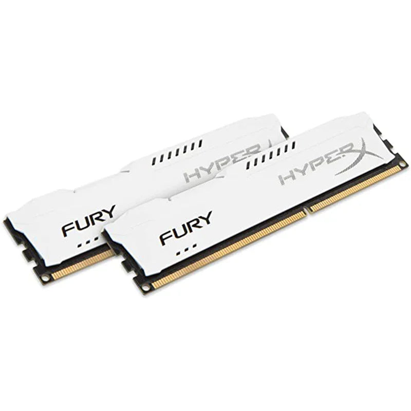 Two white DDR3 desktop RAM memory modules