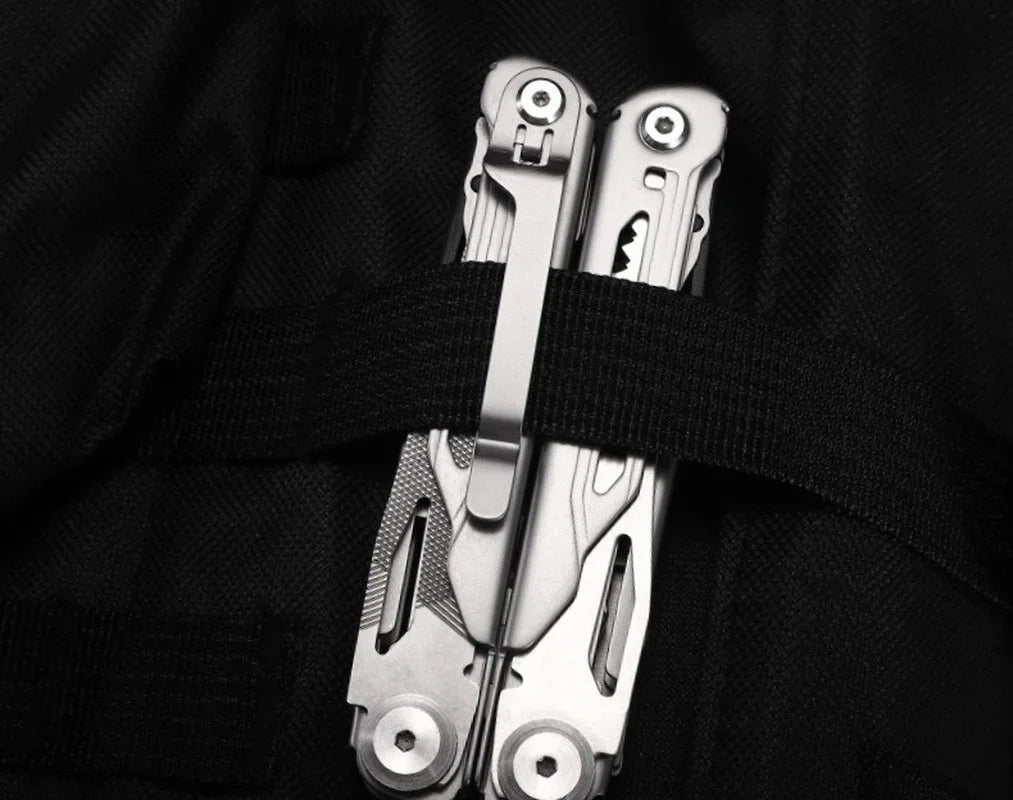 Stainless steel multifunctional pliers folded with a belt clip