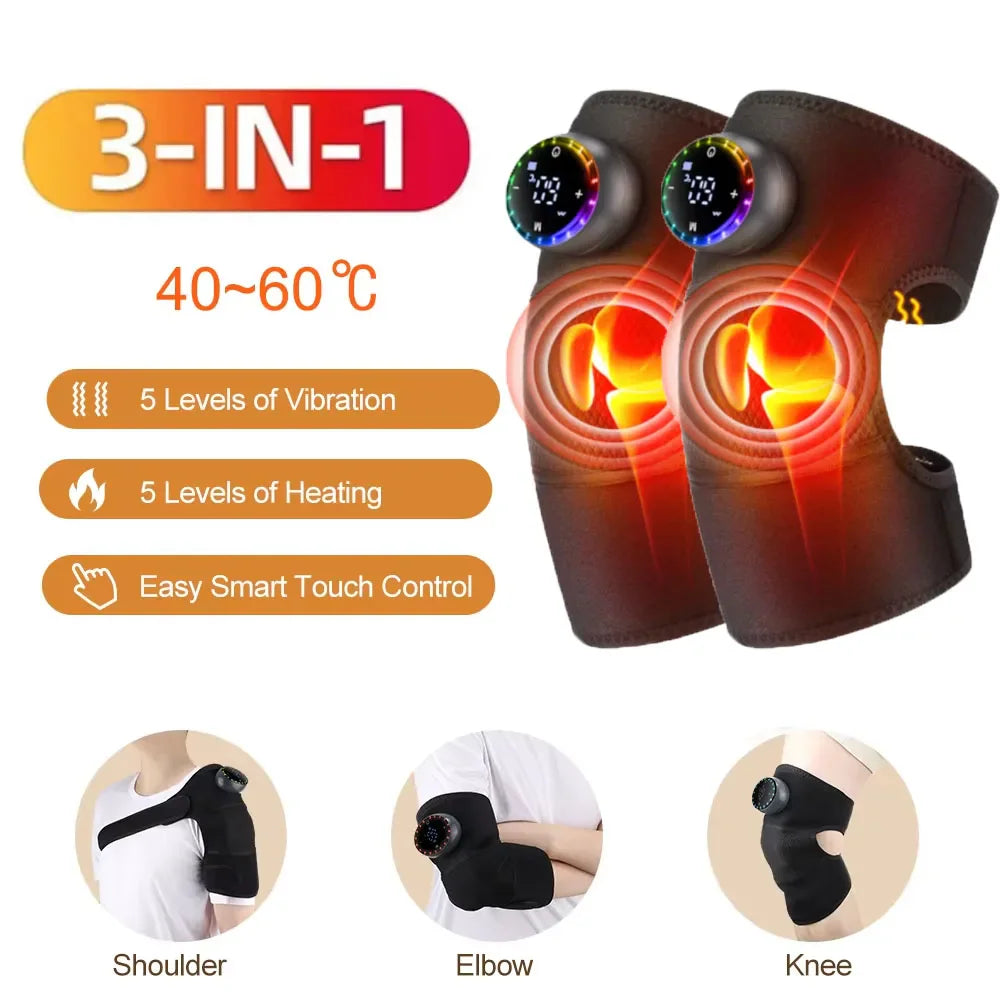 3-in-1 electric heating and vibration massage pad for shoulder, elbow, and knee pain relief
