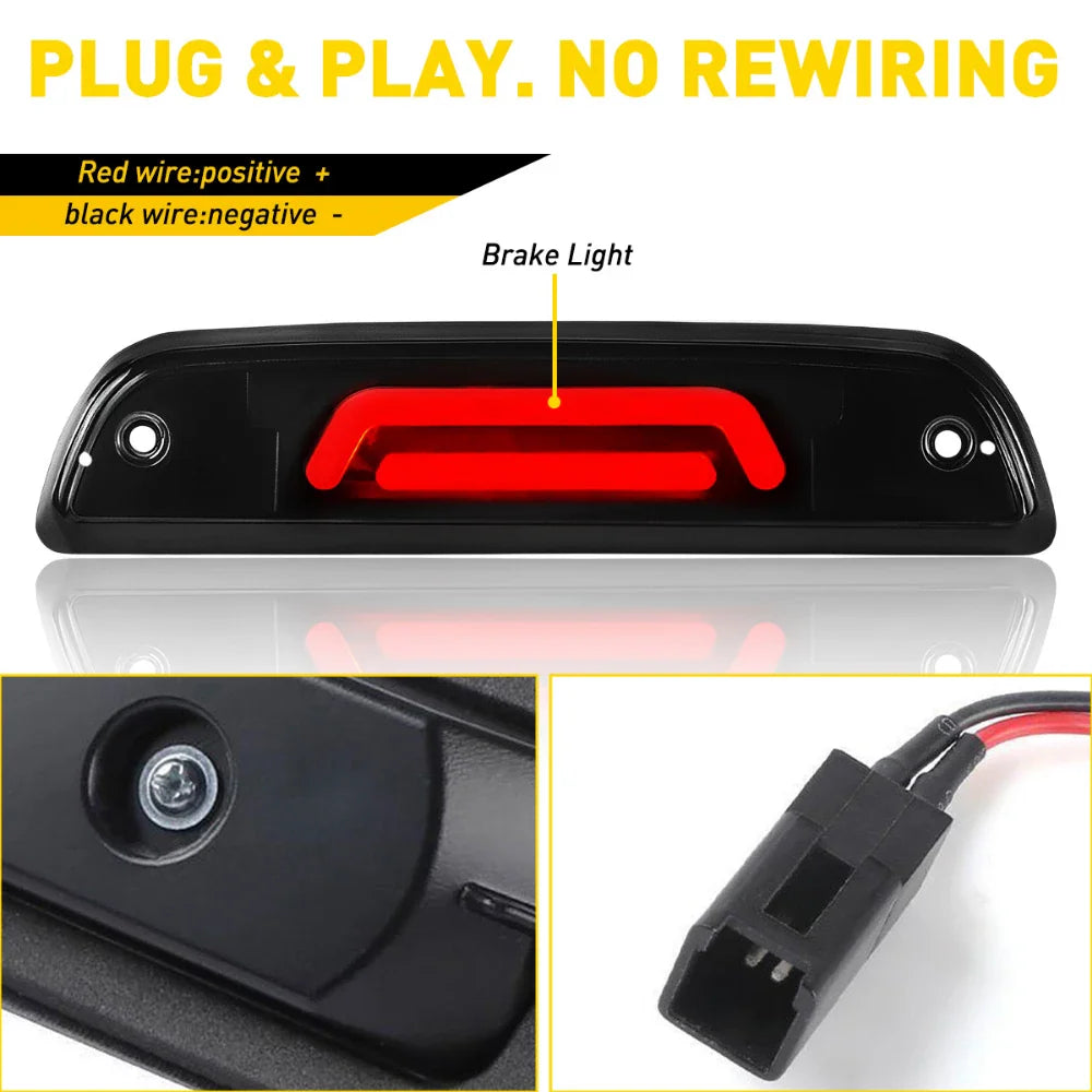 Close up of LED third brake light connector with wiring instruction
