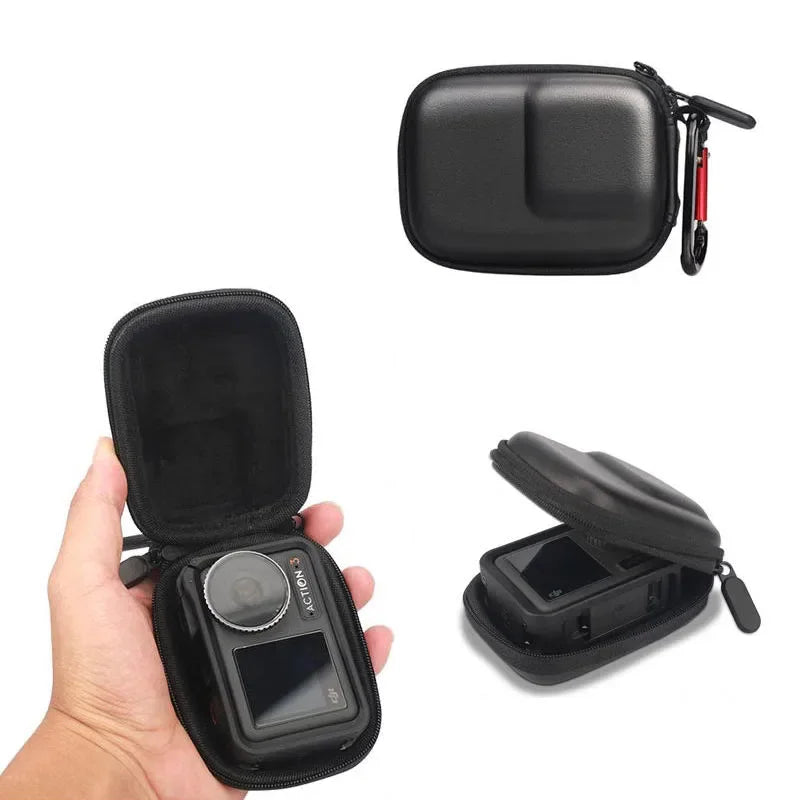 Black protective carrying case for action camera