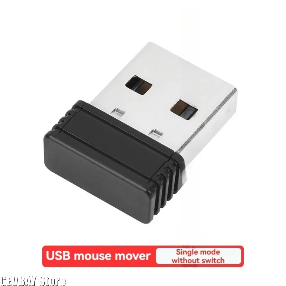 A single-mode USB mouse jiggler without a switch, black and silver finish.