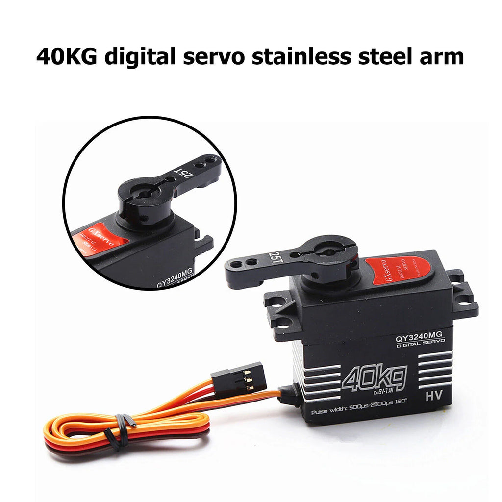 40KG high-torque waterproof digital RC servo with mounted stainless steel arm
