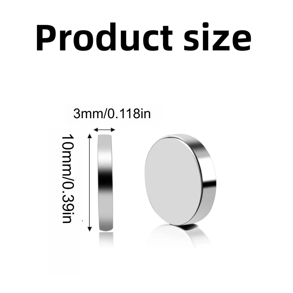Dimensional drawing showing a 10mm by 3mm circular magnet