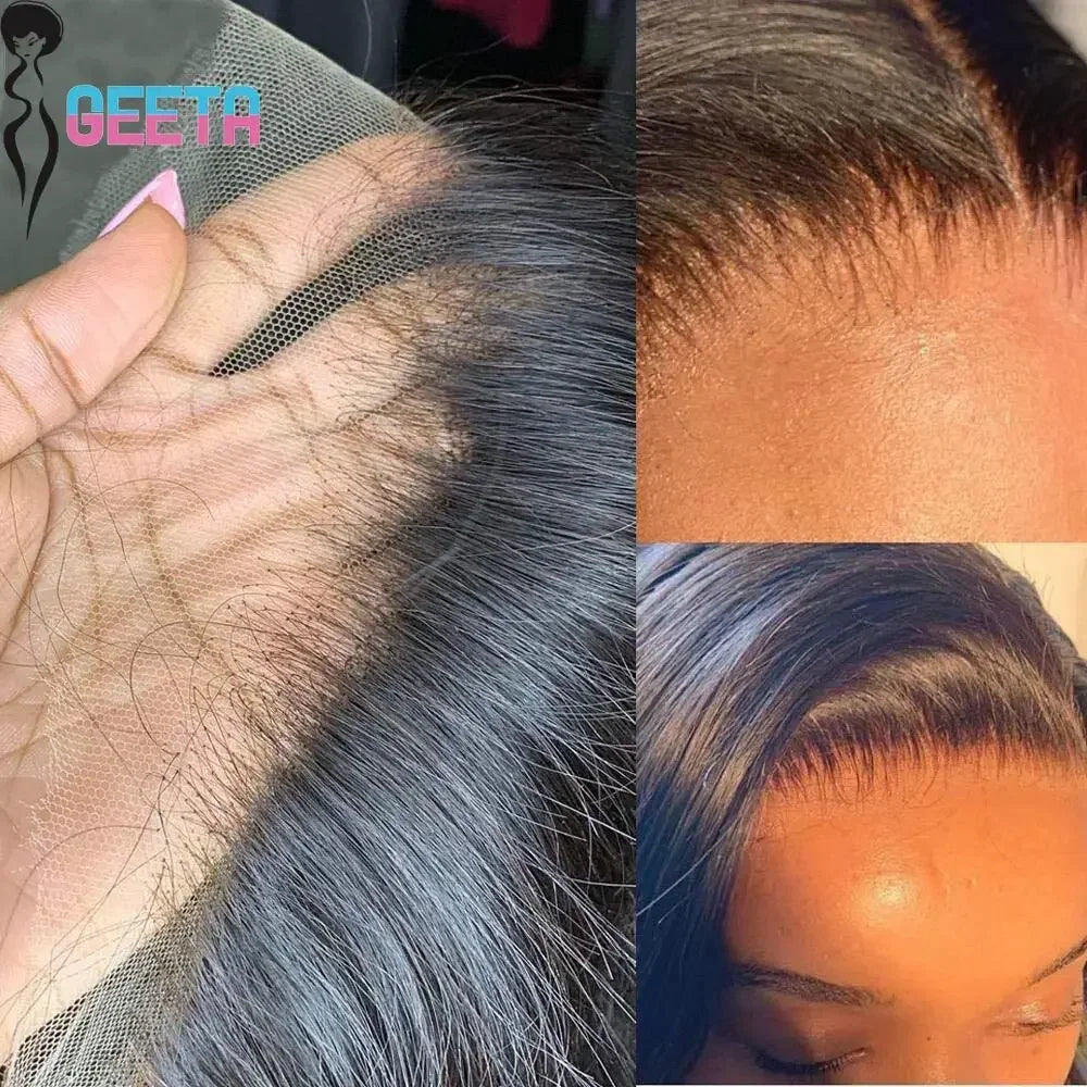 Human hair lace front wig with invisible HD transparent lace and pre-plucked hairline