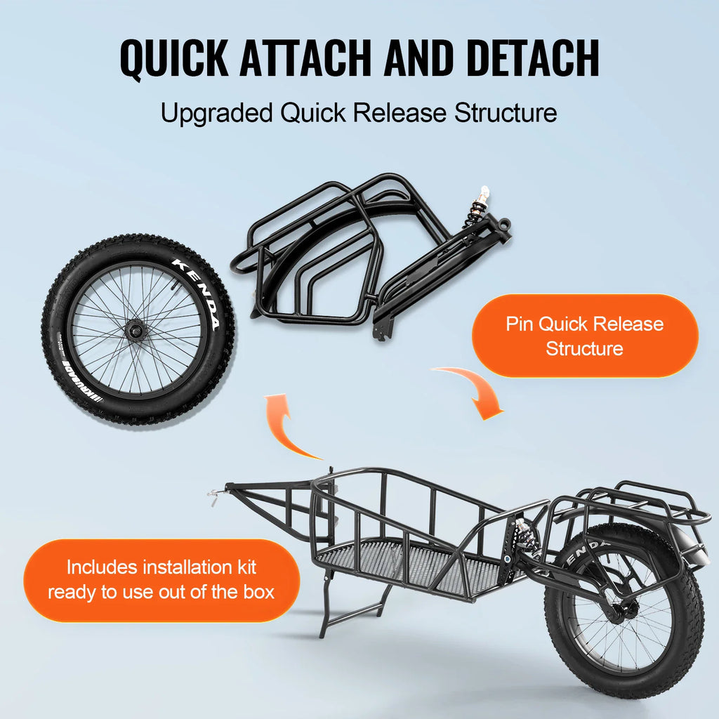 Diagram showing quick release mechanism of a cargo bicycle trailer