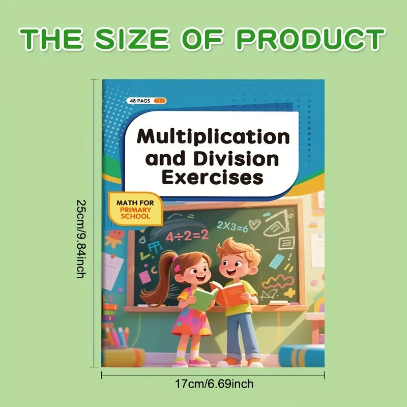 A primary school math workbook cover with dimensions displayed.